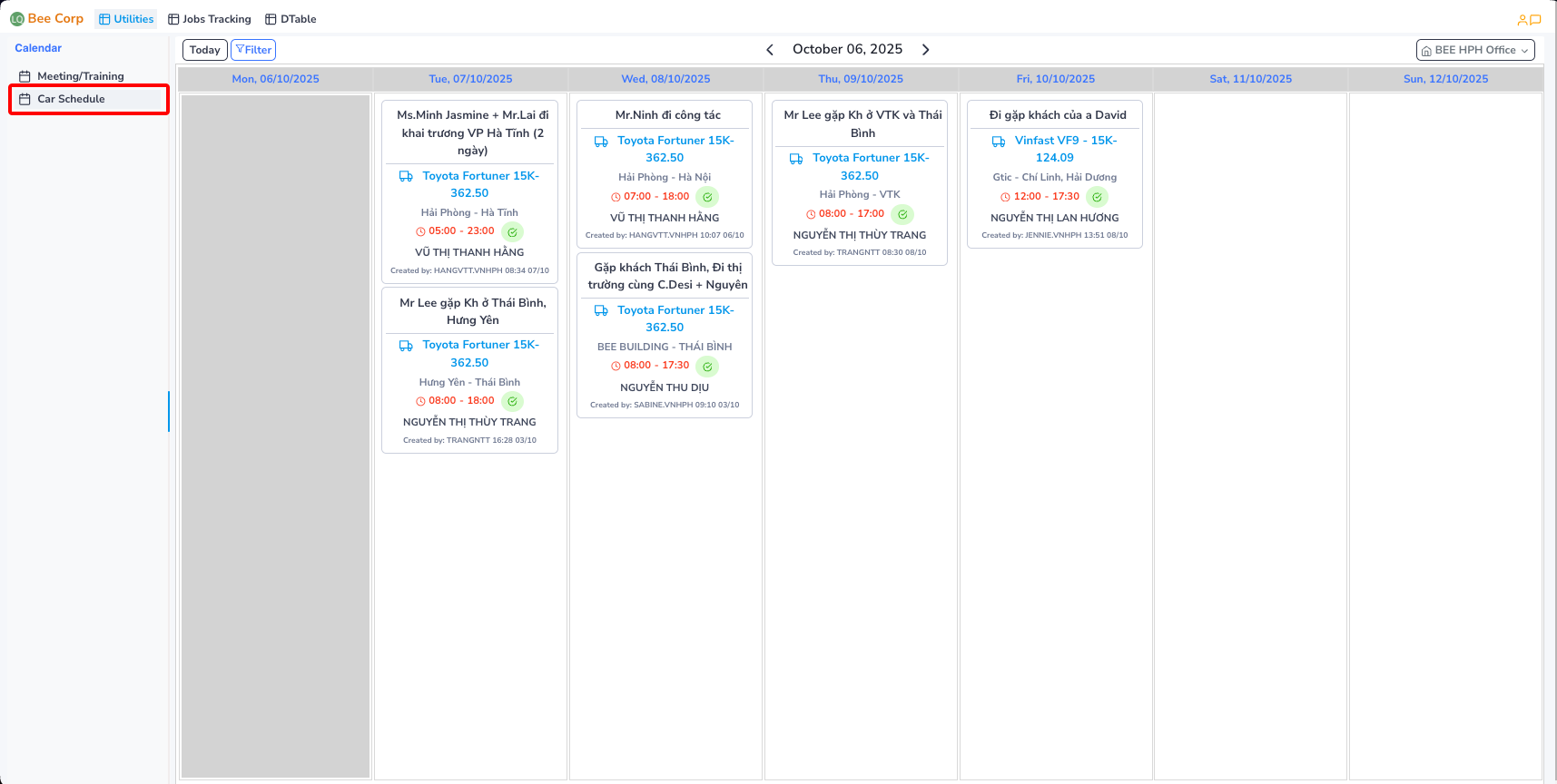 Placeholder for Car/Meeting Schedule